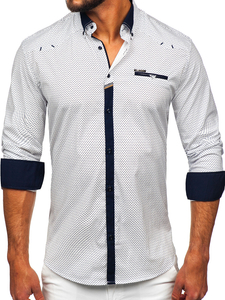 Camisa elegante de manga larga para hombre blanco Bolf 19603