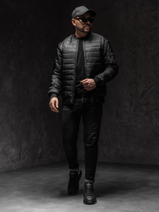 Chaqueta bomber acolchada de entretiempo para hombre negro Bolf MY-02A1