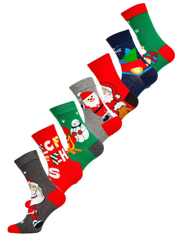 Calcetines navideños para hombre multicolor-2 Bolf M898-7P-1 7 PACK