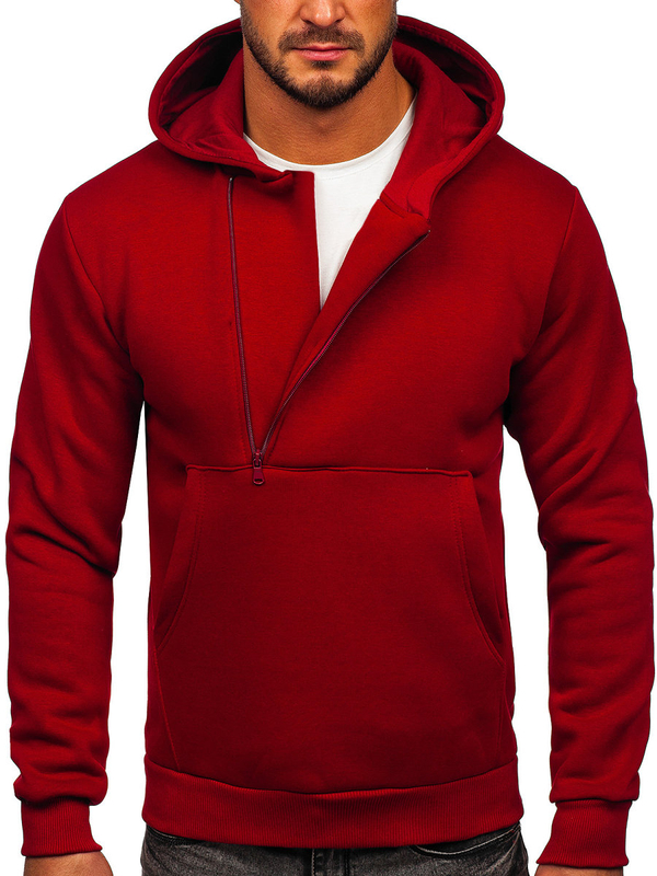 Sudadera gruesa con capucha para hombre burdeos Bolf 02