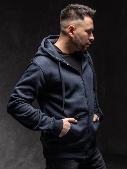 Sudadera abierta con capucha para hombre azul tinta Bolf 2008A1