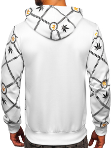 Sudadera con capucha con impresión para hombre blanco Bolf HM630