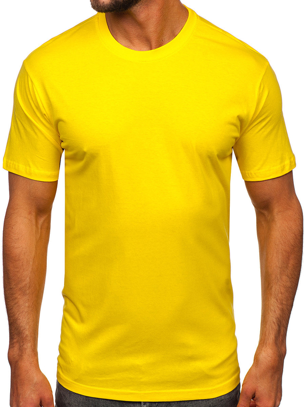 Camiseta lisa de algodón amarilla para hombre Bolf 192397