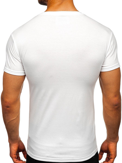Camiseta de manga corta sin impresión para hombre blanca Bolf 2005