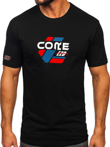 Camiseta algodón de manga corta con impresión para hombre negro Bolf 14782