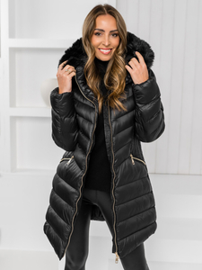 Abrigo largo de invierno acolchado con capucha para mujer color negro Bolf 5M3162A2