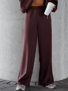 Conjunto de sudadera con cremallera de dos piezas para mujer color chocolate Bolf 821109