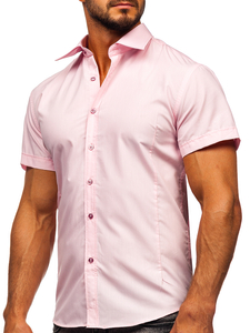 Camisa elegante de manga corta para hombre rosa Bolf 7501