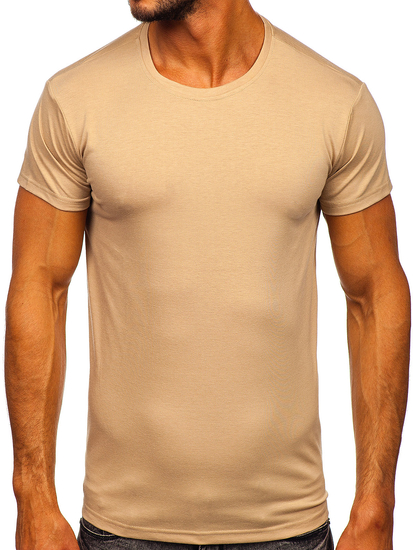 Camiseta para hombre sin estampado color beige Bolf 2005-91