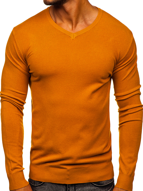 Hombre Jersey con cuello en V Camel Bolf YY03