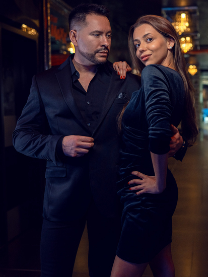 Vestido de velour con arrugas para mujer negro Bolf Bellisima