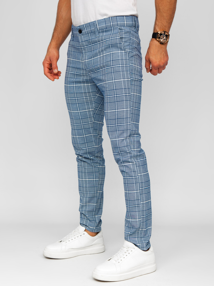 Pantalón Azul PantalÃ³n Gris Hombre Casual Pantaln Gris Cuadros