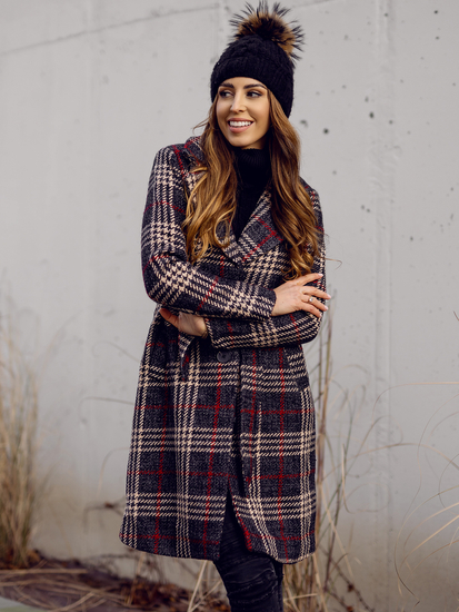 Abrigo forrado de invierno largo con cinturón para hombre grafito Bolf OMDL011