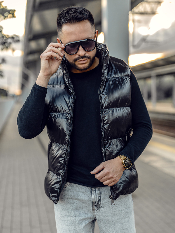 Chaleco acolchado grueso para hombre negro Bolf 9968