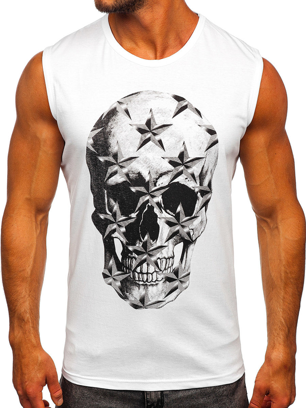 Camiseta estampada sin mangas color blanco Bolf 14817