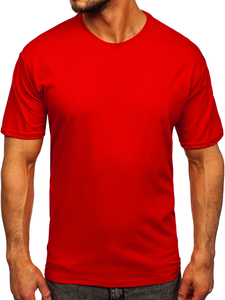 Camiseta de hombre de algodón roja sin estampado Bolf 192397