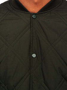 Chaqueta acolchada de béisbol bomber de entretiempo para hombre caqui Bolf 84M3020