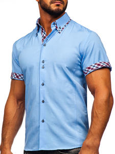 Camisa de manga corta para hombre azul claro Bolf 6540