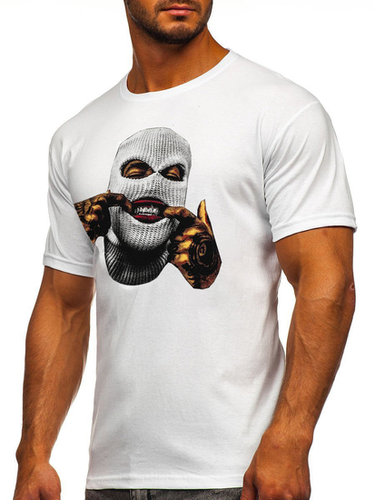 Camiseta blanca de hombre con estampado Bolf 142172