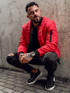 Chaqueta de entretiempo bomber para hombre rojo Bolf MY-02