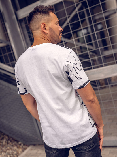 Camiseta blanca de algodón con estampado para hombre Bolf KS1972A