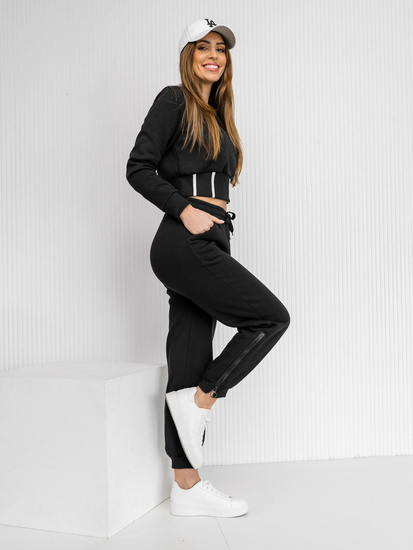 Chándal oversize de dos piezas para mujer negro Bolf 8C78A1