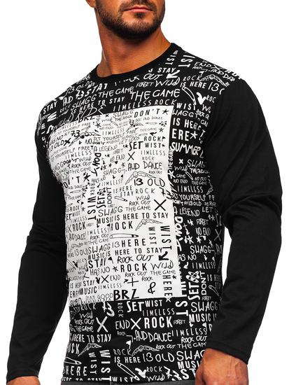 Camiseta estampada a manga larga para hombre color negro Bolf 1213