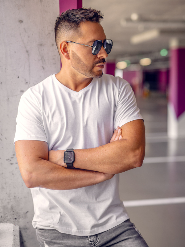 Camiseta blanca lisa con cuello en V para hombre Bolf 192131A