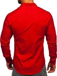 Camisa elegante rojo oscuro de manga larga para hombre Bolf 1703