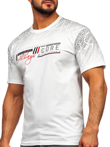 Camiseta algodón de manga corta con impresión para hombre blanco Bolf 14710