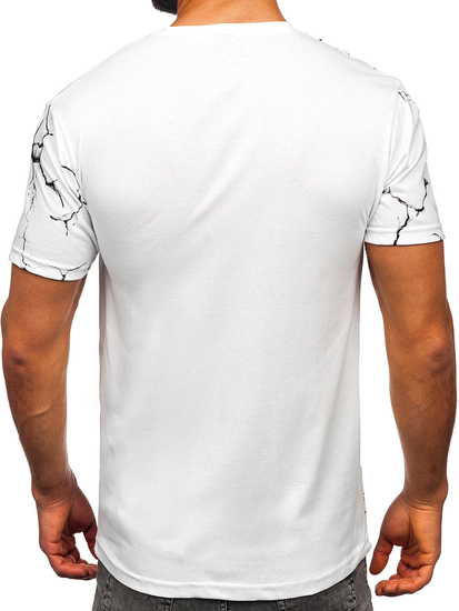 Camiseta blanca de algodón con estampado para hombre Bolf 14717