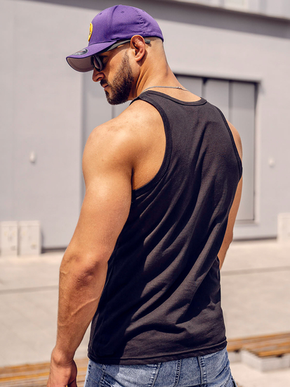 Camiseta de tirantes anchos con impresión negro Bolf 14832A