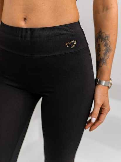Leggings de punto canalé para mujer negro Bolf W7903A1