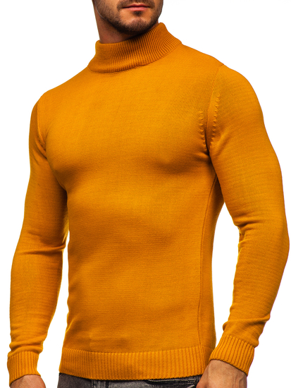 Jersey con cuello alto para hombre color camel Bolf 4600