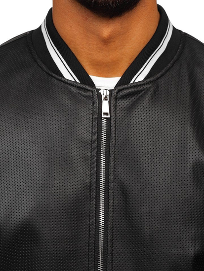 Chaqueta de cuero para hombre negro Bolf 1132