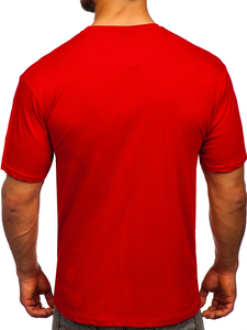 Camiseta de hombre de algodón roja sin estampado Bolf 192397