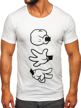 Camiseta de manga corta con impresión para hombre blanco Bolf KS1997
