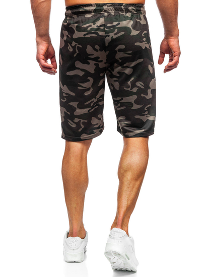 Pantalón corto de chándal camuflaje para hombre verde oscuro Bolf JX862