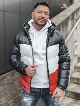 Chaqueta acolchada de invierno para hombre color azul oscuro y rojo Bolf 6593
