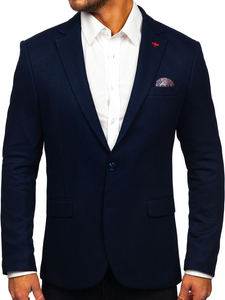 Hombre Blazer elegante Azul oscuro Bolf 02