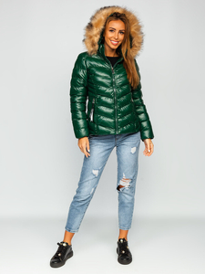 Chaqueta acolchada de invierno con capucha para mujer color verde Bolf 6830