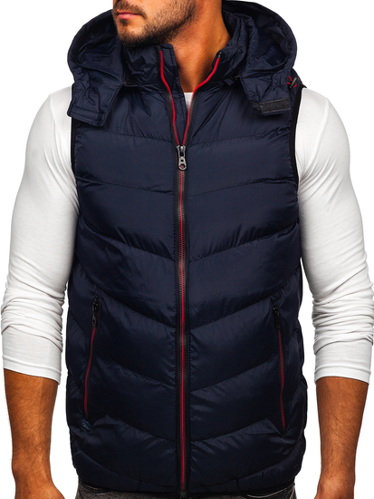 Chaleco acolchado para hombre con capucha color azul oscuro Bolf 6875