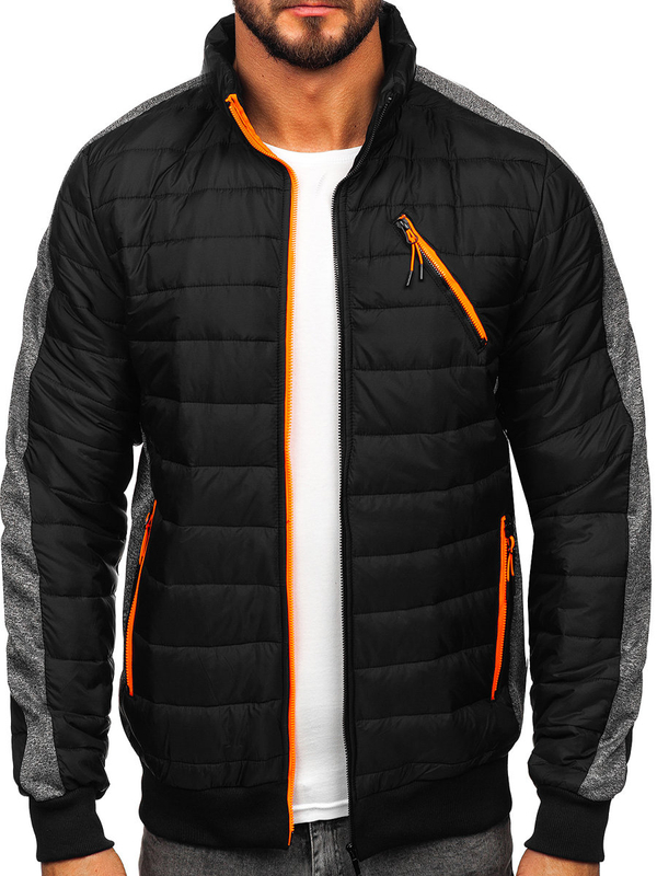 Chaqueta acolchada de entretiempo para hombre negro Bolf 8M909