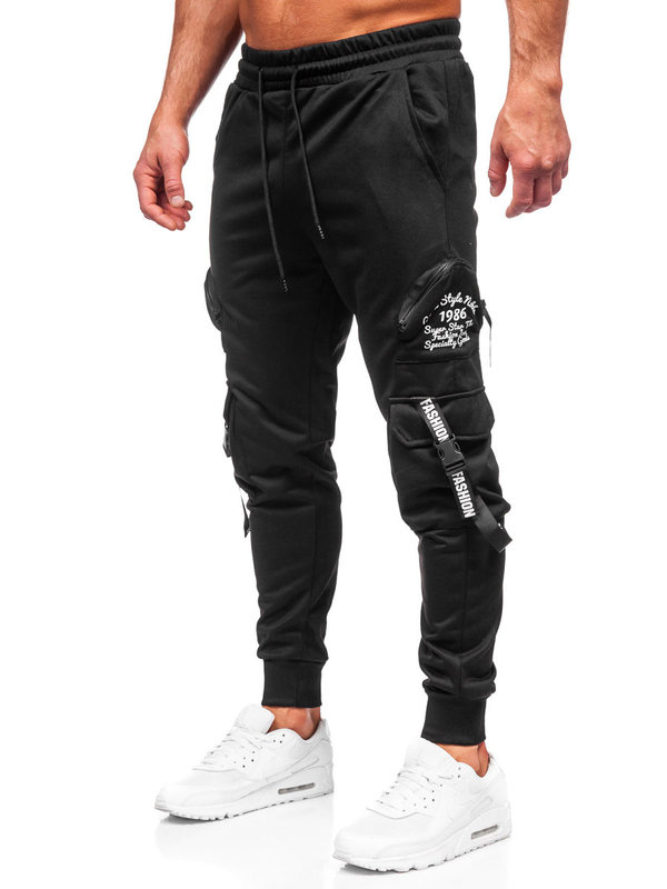 Pantalón cargo de chándal jogger para hombre negro Bolf HS7172