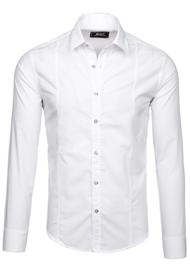 Camisa elegante de manga larga para hombre blanco Bolf 6944