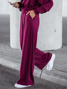 Conjunto de sudadera con cremallera de dos piezas para mujer color burdeos Bolf 821109