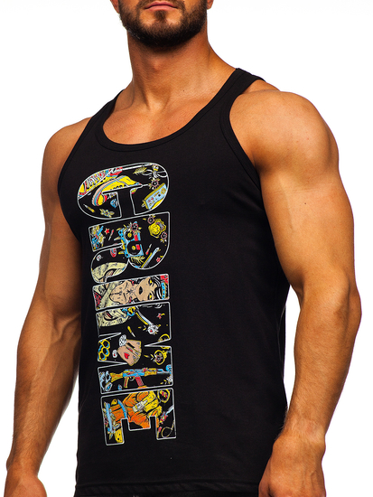 Camiseta de tirantes anchos con impresión negro Bolf 143031