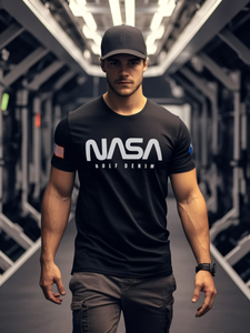 Camiseta algodón de manga corta con impresión para hombre negro Bolf 14401