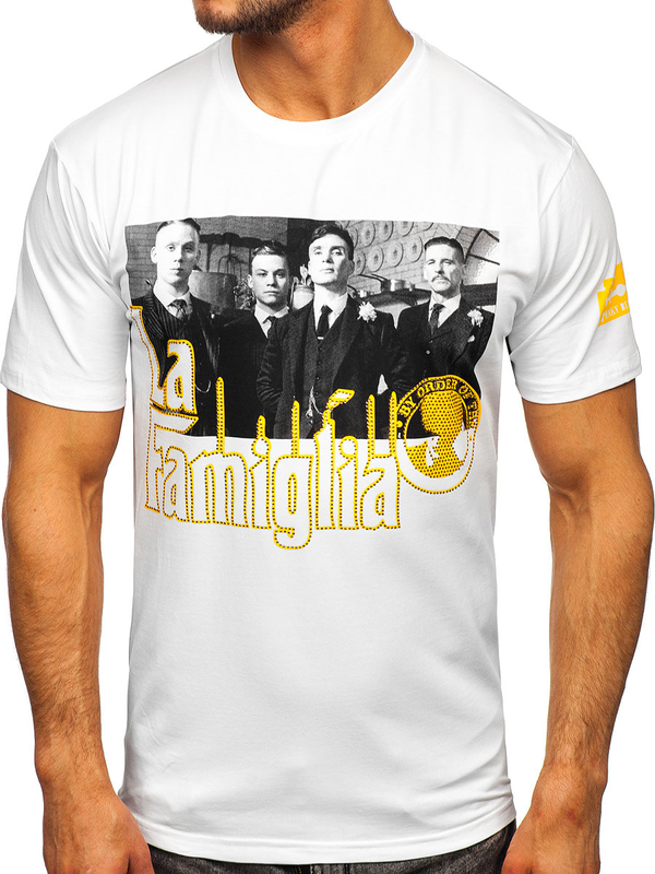 Camiseta para hombre con aplicaciones color blanco Bolf 2824