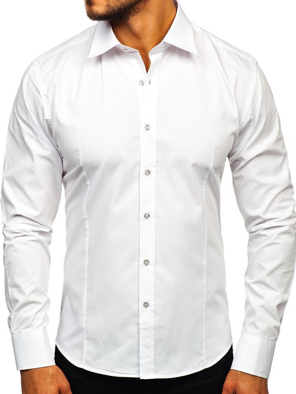 Camisa elegante blanca de manga larga para hombre Bolf 1703